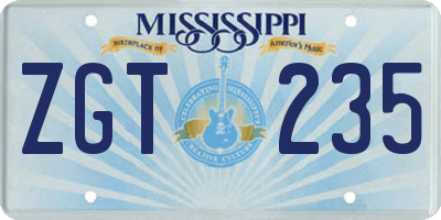 MS license plate ZGT235