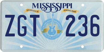 MS license plate ZGT236