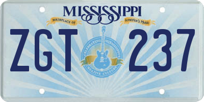 MS license plate ZGT237