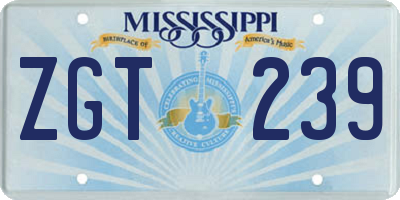 MS license plate ZGT239