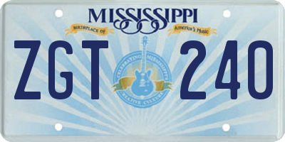 MS license plate ZGT240