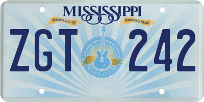 MS license plate ZGT242