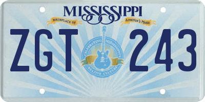 MS license plate ZGT243