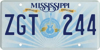 MS license plate ZGT244