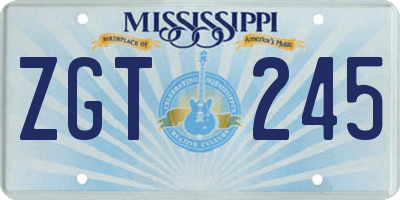 MS license plate ZGT245