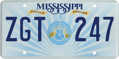 MS license plate ZGT247