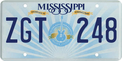 MS license plate ZGT248