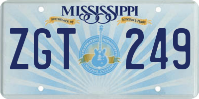 MS license plate ZGT249