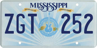 MS license plate ZGT252