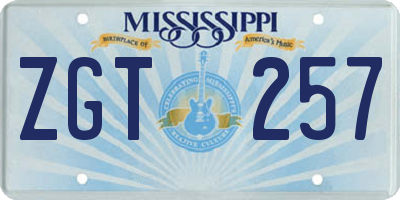 MS license plate ZGT257