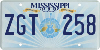 MS license plate ZGT258