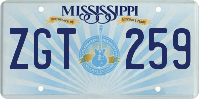 MS license plate ZGT259