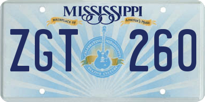 MS license plate ZGT260