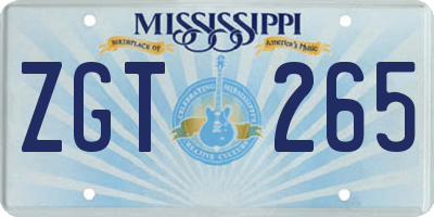 MS license plate ZGT265