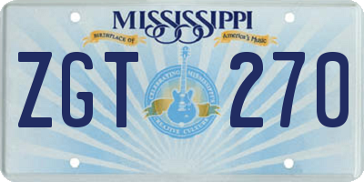 MS license plate ZGT270