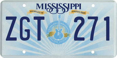 MS license plate ZGT271