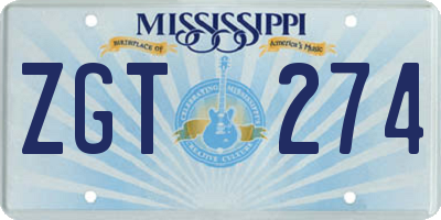 MS license plate ZGT274