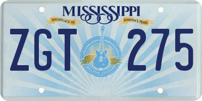 MS license plate ZGT275