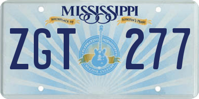 MS license plate ZGT277