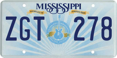 MS license plate ZGT278