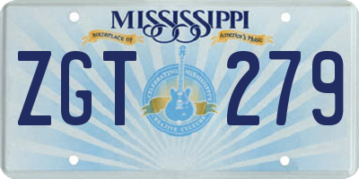 MS license plate ZGT279