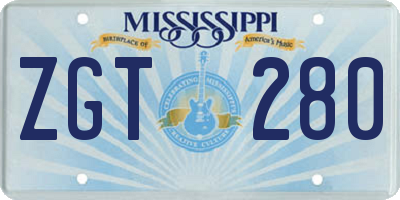 MS license plate ZGT280