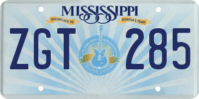 MS license plate ZGT285