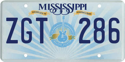 MS license plate ZGT286