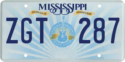 MS license plate ZGT287