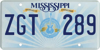 MS license plate ZGT289