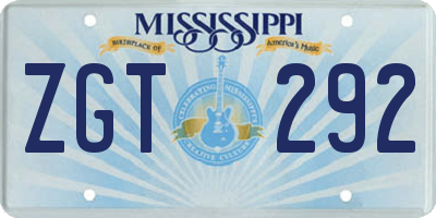 MS license plate ZGT292