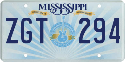 MS license plate ZGT294