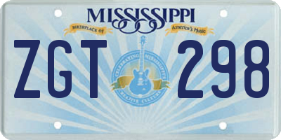 MS license plate ZGT298