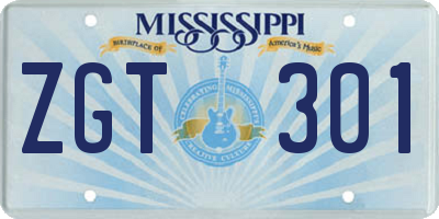 MS license plate ZGT301