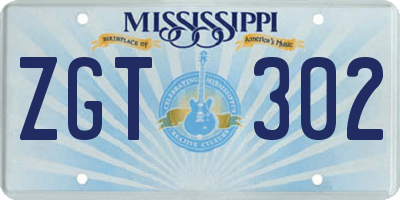 MS license plate ZGT302