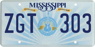 MS license plate ZGT303
