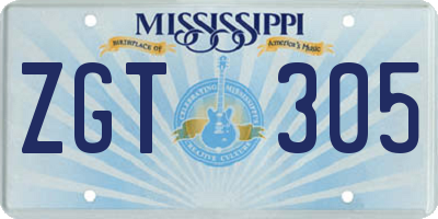 MS license plate ZGT305