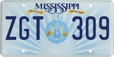 MS license plate ZGT309