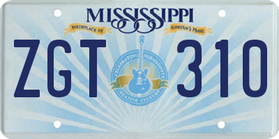 MS license plate ZGT310