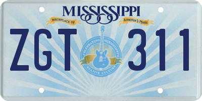 MS license plate ZGT311