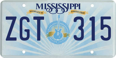 MS license plate ZGT315