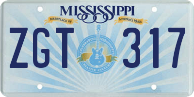 MS license plate ZGT317