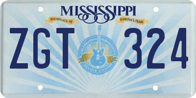 MS license plate ZGT324