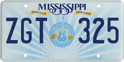 MS license plate ZGT325