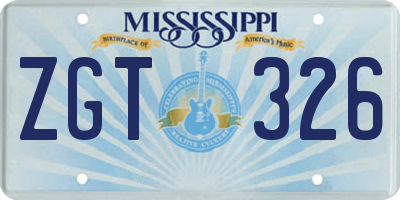 MS license plate ZGT326