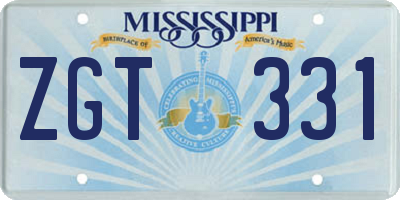 MS license plate ZGT331