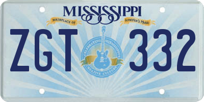 MS license plate ZGT332