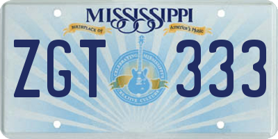 MS license plate ZGT333