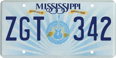 MS license plate ZGT342