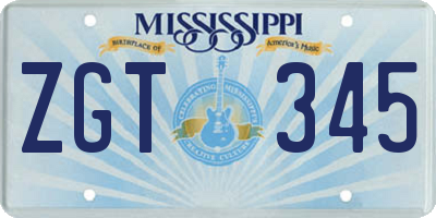 MS license plate ZGT345